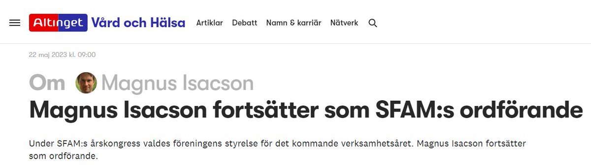 Grattis <a href="/magnusisacson/">Magnus Isacson</a>!
Vi ser framemot fortsatt gott samarbete med dig och <a href="/SFAMSverige/">SFAM</a>