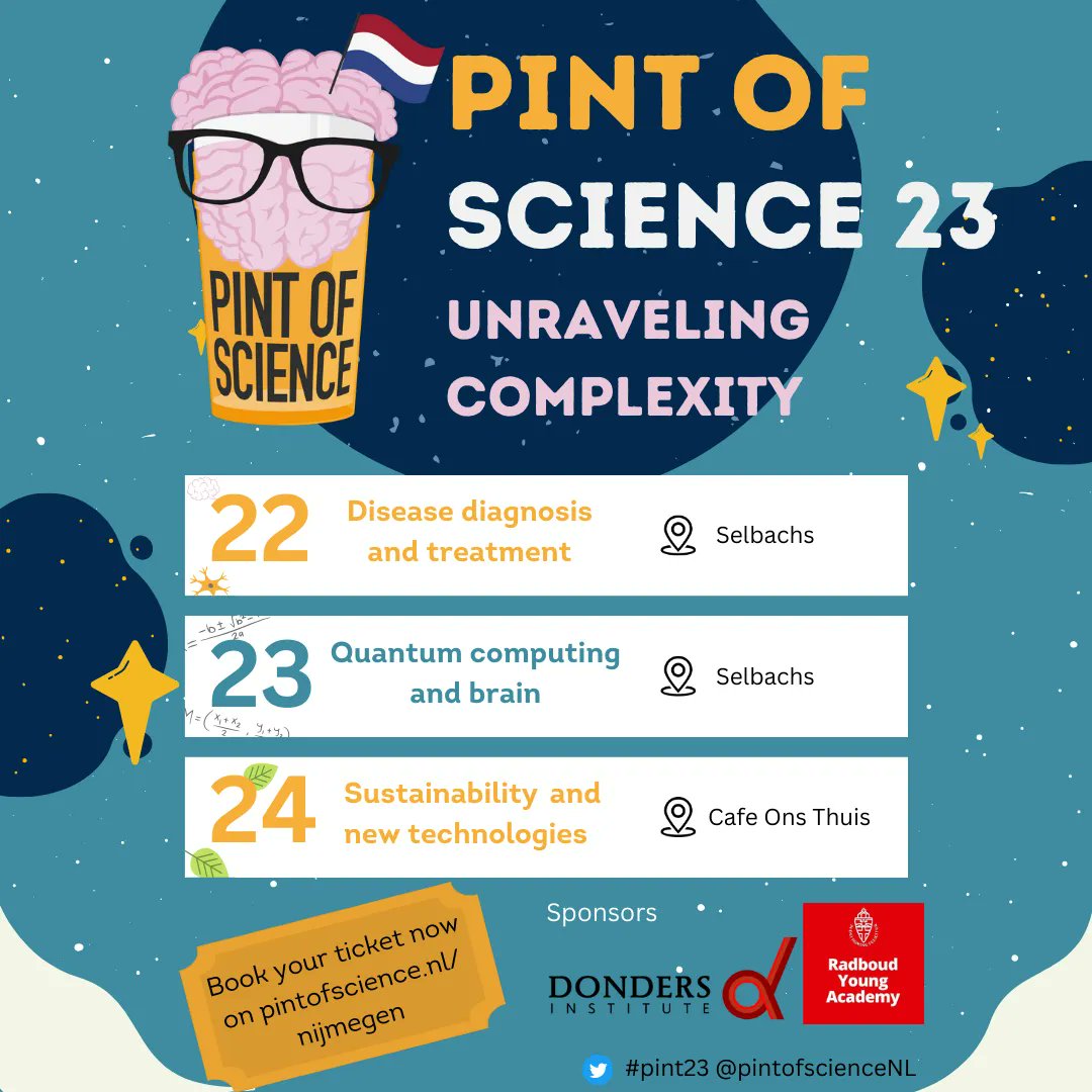pintofscienceNL's tweet photo. Day 2 of #PintNL #Pint23
Check out where you can go TONIGHT:
π΄ Rotterdam: Managing our health
π Nijmegen: Quantum computing, mindfulness and the brain
π‘ Utrecht: The art of our universeΒ
π’ Amsterdam: Revolutionizing Society: The Power of AI https://t.co/NUeUa011ux
