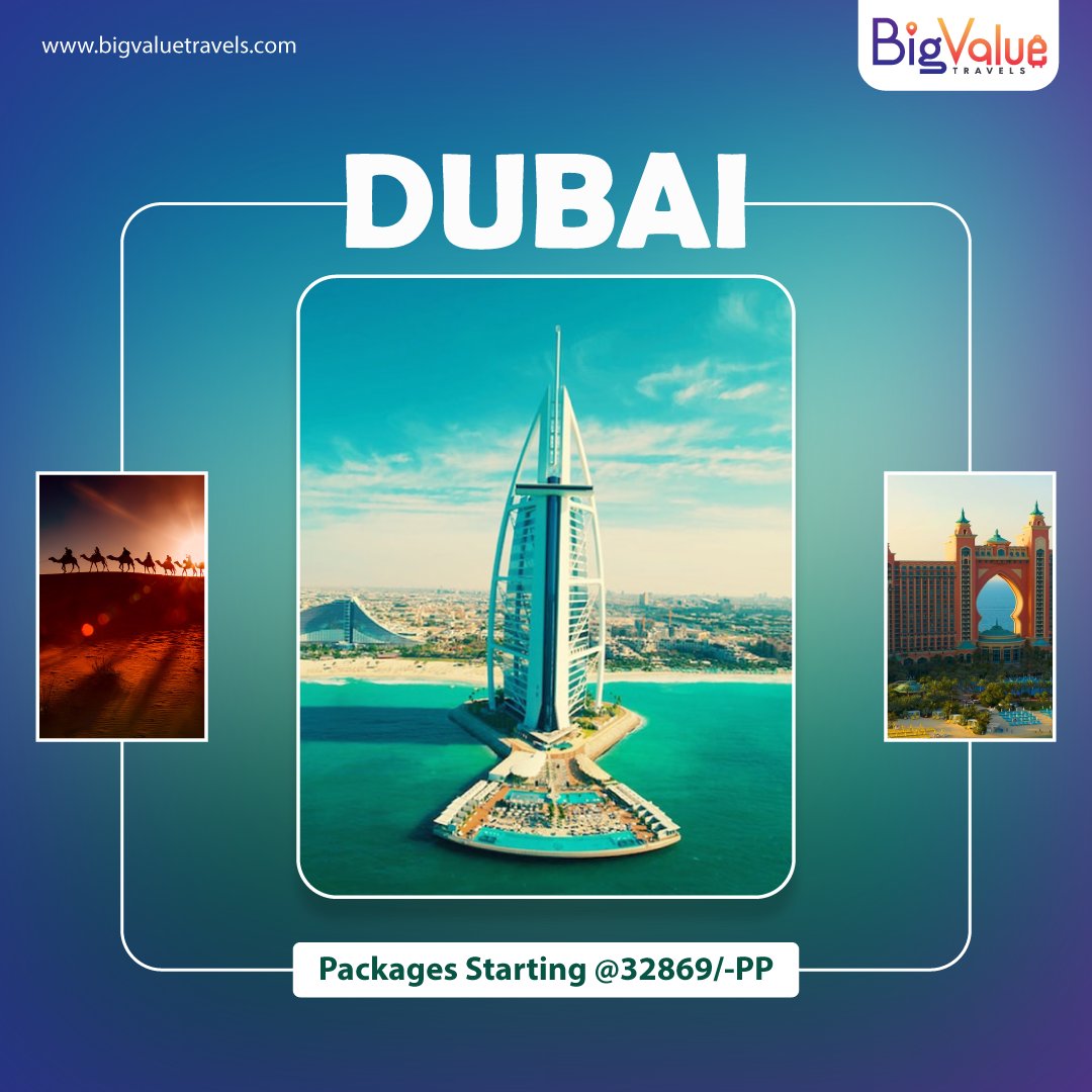 Dubai Packages
Starting from ₹32,869/- PP | 4N/5D
Book Now
For More Details: Call us at+91-7974726768
bigvaluetravels.com

#dubai #bigvaluetravels #ahmedabad #delhi
#travelmore #travelnow #dubailife #dubailifestyle #dubai2023 #dubaimarina #dubaicity