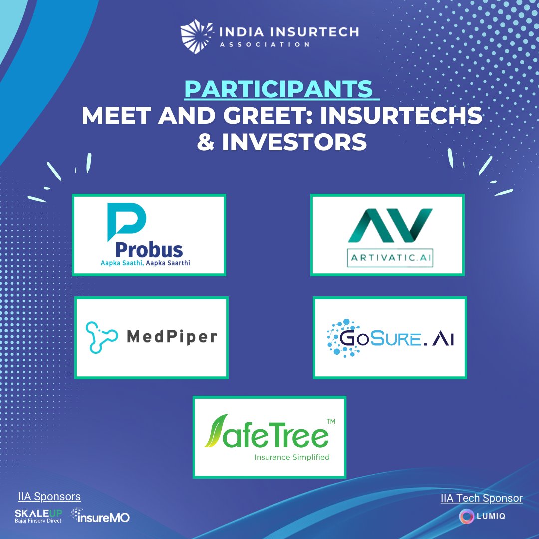 🚀We're thrilled to introduce the 5 shortlisted #InsurTechs who will be showcasing their innovation in front of the panel at 'Meet and Greet: InsurTechs & Investors' on May 29th at 11 AM IST! #Insurtech #investors #startups #insurance