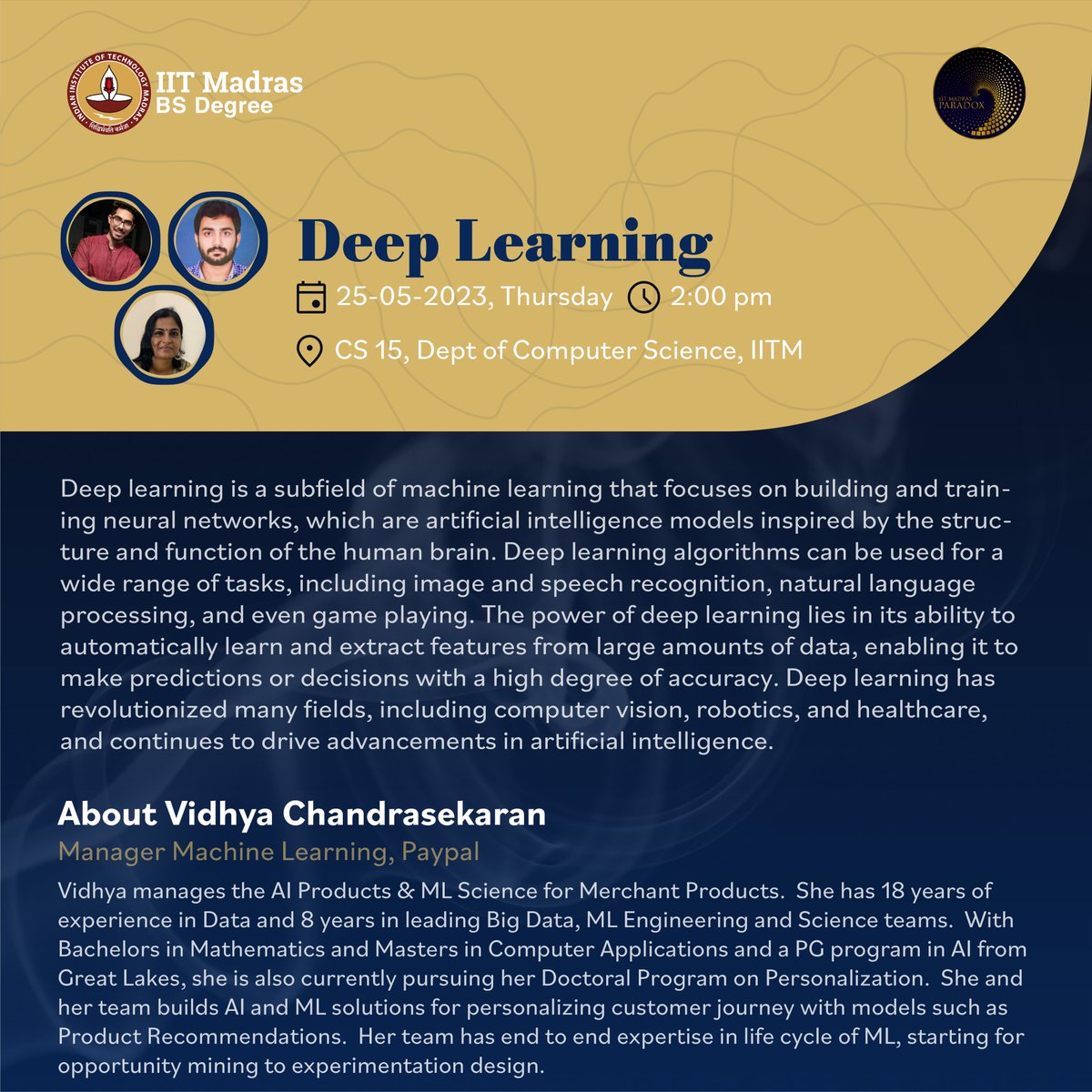 iitm_bs's tweet image. More exciting workshops coming your way this Paradox!! 🤩

Don&apos;t miss your chance to be a part of this incredible learning opportunity!

#IITMadras #BSDegree #College #DeepLearning #MarketResearch #BigData #Workshop #Education #Innovation #Technology