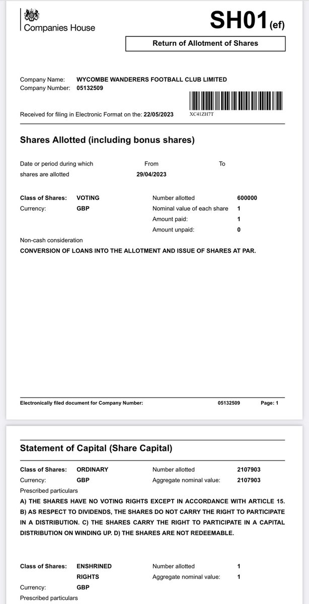 Wycombe Wanderers convert £600,000 of loans into shares
