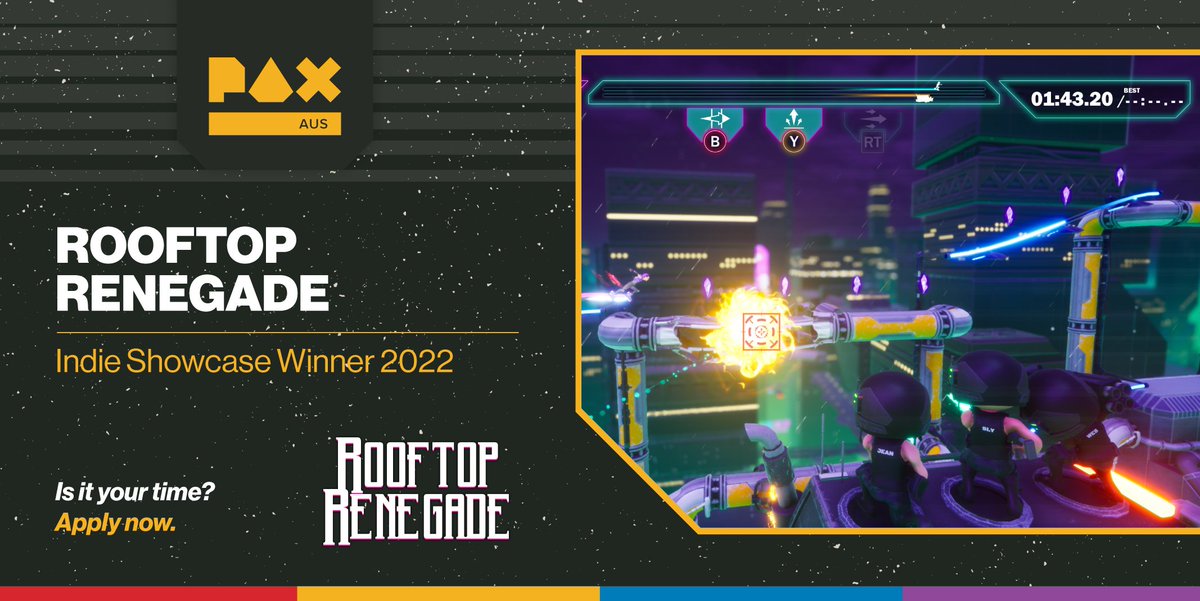 We’re taking applications to join the 2023 Aus Indie Showcase in October!

Follow in the footsteps of AIS 2022 winner Rooftop Renegade, the incredibly addictive Party/Arcade Platformer by @MelonheadAU (out now on Steam & Consoles!). 

Get in touch with us and apply now at…