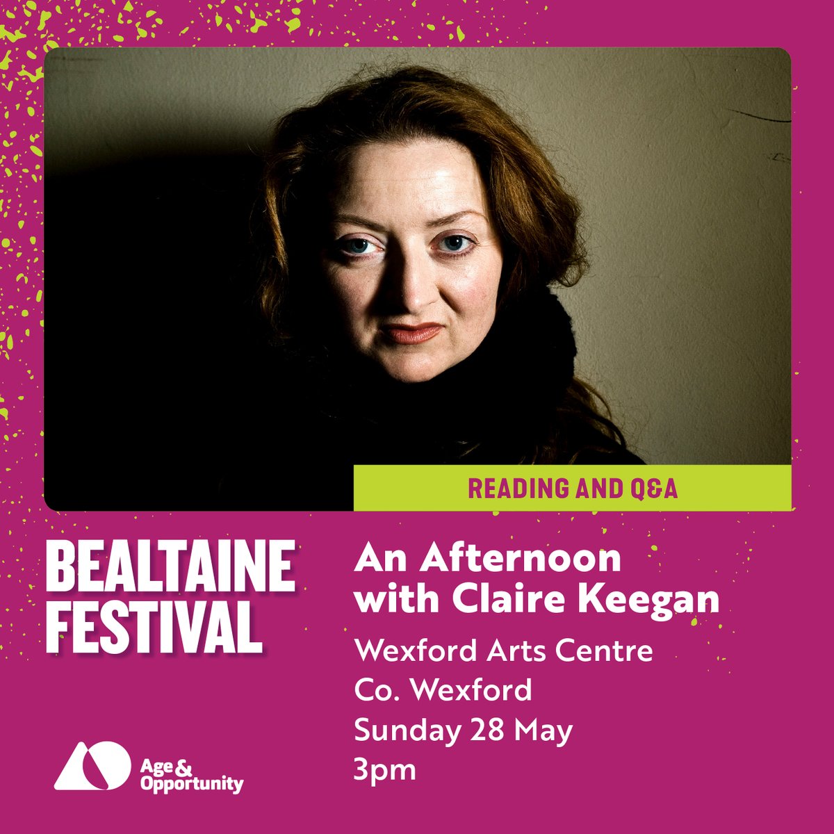 Sunday - 3 pm: Digging: An Afternoon with Claire Keegan, at Wexford Arts Centre. @wexfordarts @CormacKinsella @artscouncil_ie @poetryireland @Age_Opp @HSELive @artscouncil_ie @Wexford_People @wexlibraries bealtaine.ie/bealtaine-even…