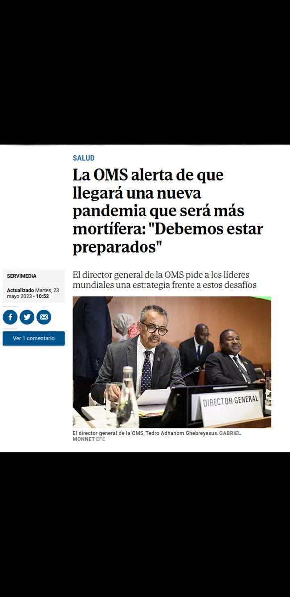 elzorrotacneno's tweet image. Esta noticia es de hoy, justo cuando termina la reunión del Club Bilderberg en Portugal.
La OMS alerta de que llegará una pandemia más mortífera y pide a la comunidad internacional que se "prepare".
Esta gente no va a parar hasta vacunar a todos.
¿Hasta donde alcanzará esta…