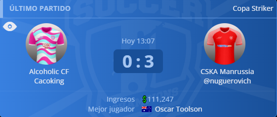 CSKA_Manrussia's tweet photo. Huge win in Copa Striker๐
We advance to Round 4 @striker_manager
#InfiniteClub #SkyIsTheLimit https://t.co/LEFxQXy6nQ