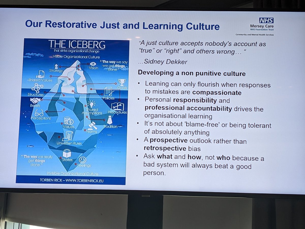 'Ask what and how -not who because a bad system will always beat a good person' - an important consideration when developing a non punitive culture. #justculture @NationalQPS