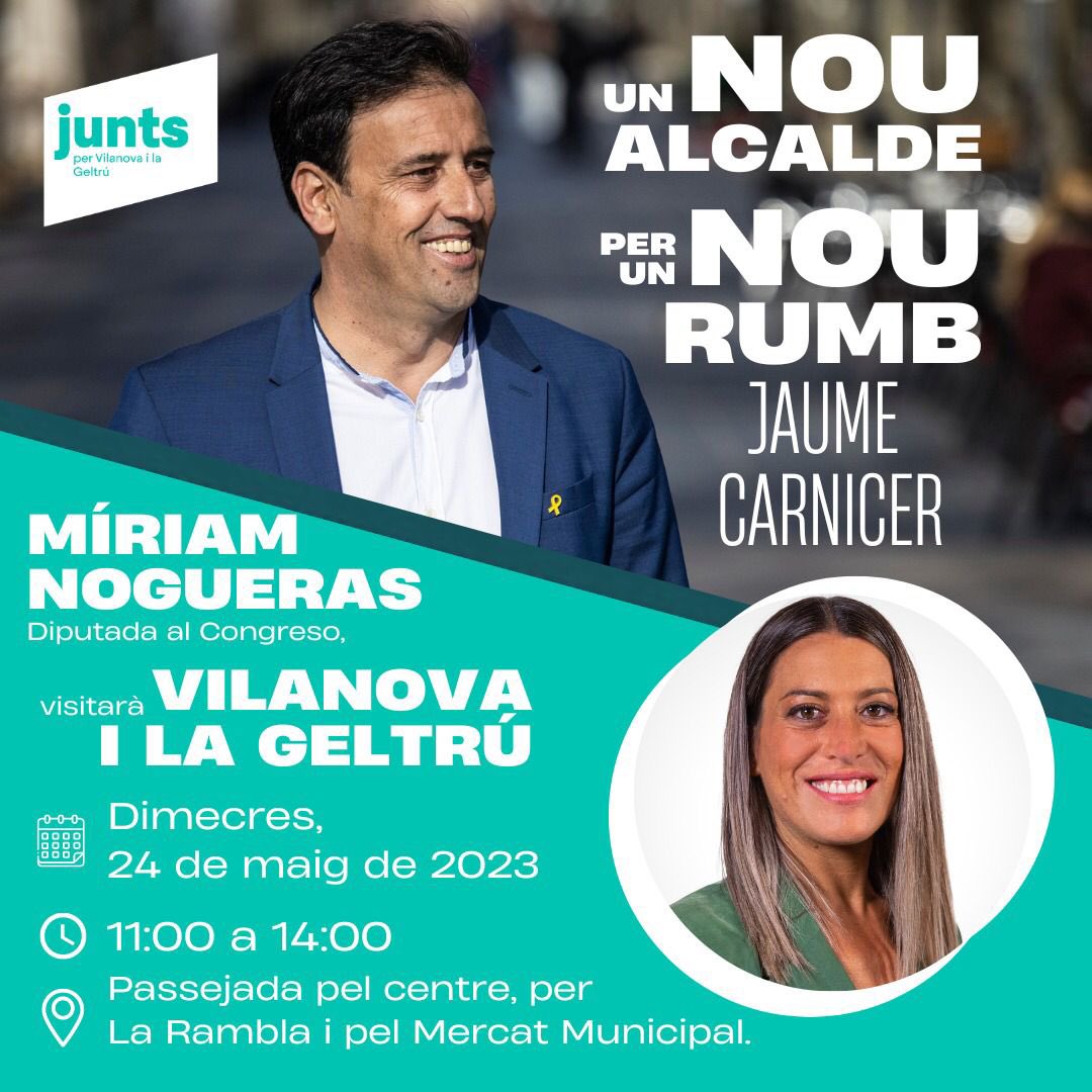 Jaume Carnicer (@carnicerjaume) on Twitter photo DEMÀ!
<a href="/LauraBorras/">Laura Borràs 🎗</a> i <a href="/miriamnoguerasM/">Miriam Nogueras 🎗</a> visiten Vilanova i La Geltrú!
Ens hi acompanyeu? 👋🏻 <a href="/JuntsVng/">Junts Vilanova i la Geltrú</a> DEMÀ!
<a href="/LauraBorras/">Laura Borràs 🎗</a> i <a href="/miriamnoguerasM/">Miriam Nogueras 🎗</a> visiten Vilanova i La Geltrú!
Ens hi acompanyeu? 👋🏻 <a href="/JuntsVng/">Junts Vilanova i la Geltrú</a>