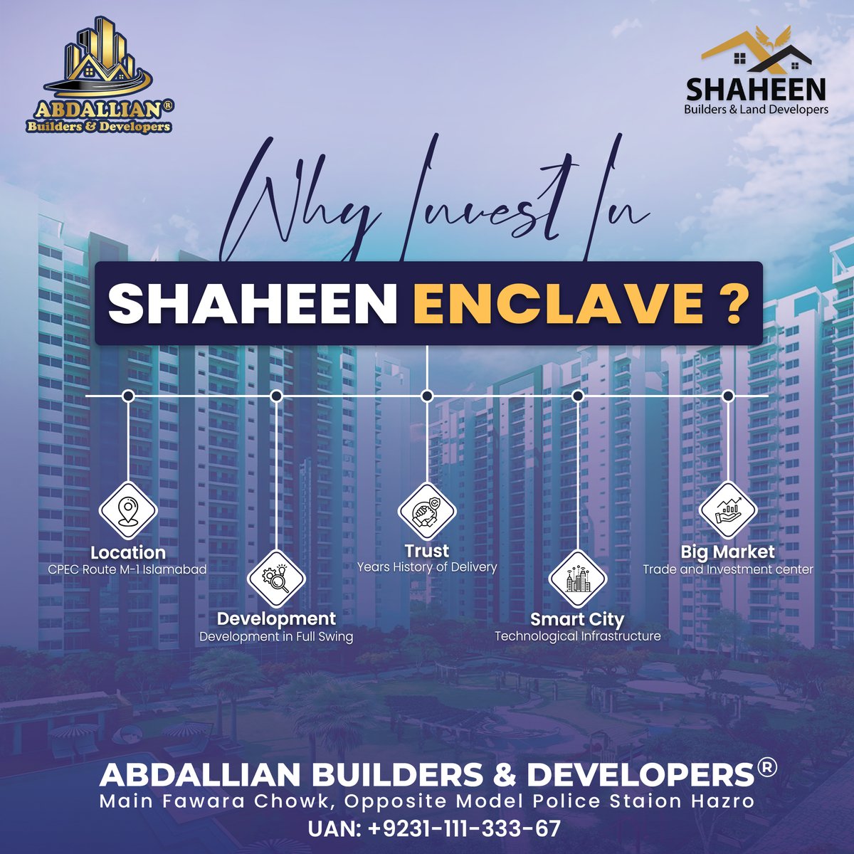 The Perfect Investment Opportunity!

For More Info Contact Us:
0311 1133367

#shaheenenclave #luxuryliving #realestateinvestment #propertydevelopment #modernamenities