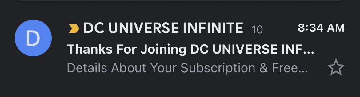 Okay, @DCOfficial needs to stop emailing me. They emailed me ten times before I went to bed yesterday and it’s been 10 times since I went to bed now on top of that.

I did not just sign up for DC Universe Infinite, and these emails made me cancel my active subscription. 👎