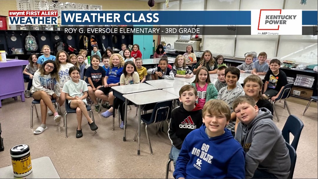 brobwx's tweet photo. Here it is! The final weather class of the 2022-2023 regular school year! Thanks to the third graders at Roy G Eversole Elementary in Hazard for having me out yesterday. It's been a fun year! #WeatherClass #OnTheRoad https://t.co/Xlcbw3TzRv