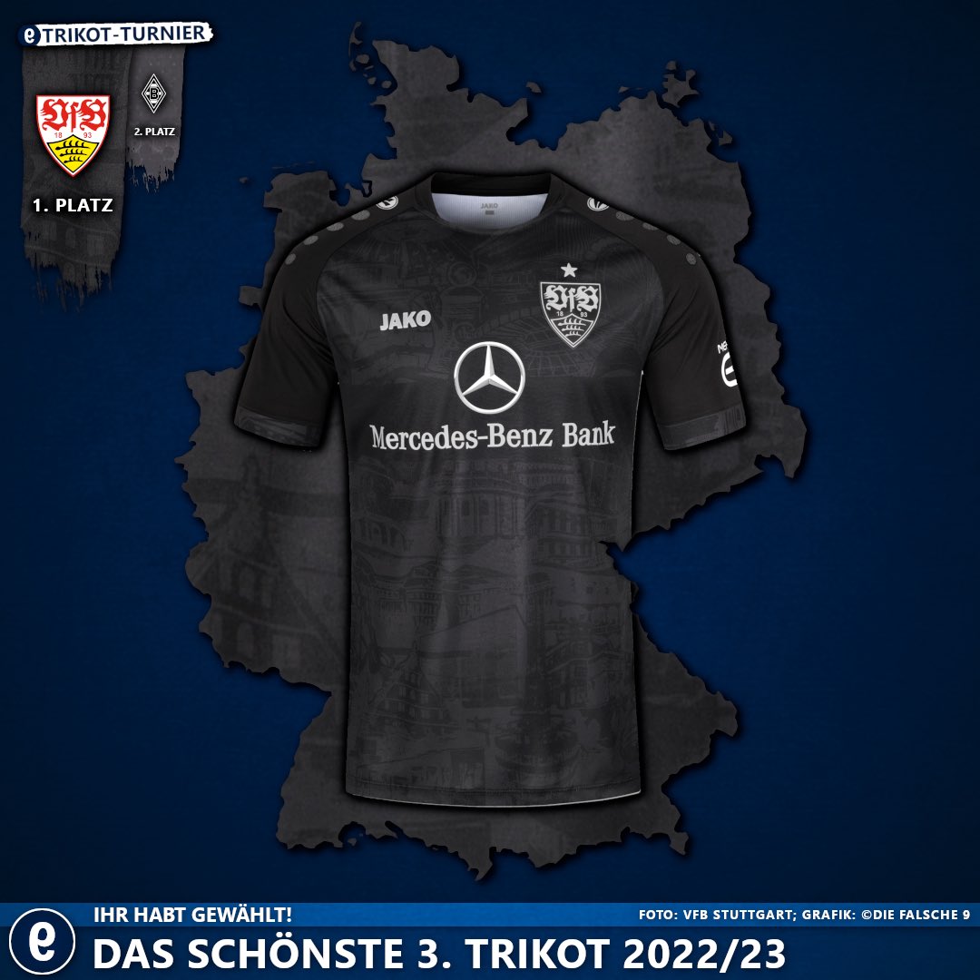 Ihr hattet die Wahl, ihr habt entschieden: Der <a href="/VfB/">VfB Stuttgart 1893</a> hat für euch das schönste 3. Trikot der Erst- &amp; Zweitligisten. Im Finale setzte sich das Trikot mit 10.818 zu 6.156 Stimmen gegen das Trikot der @Borussia durch. Über alle Runden hinweg wurden 478.105 Stimmen abgegeben. 🗳️ #VfB