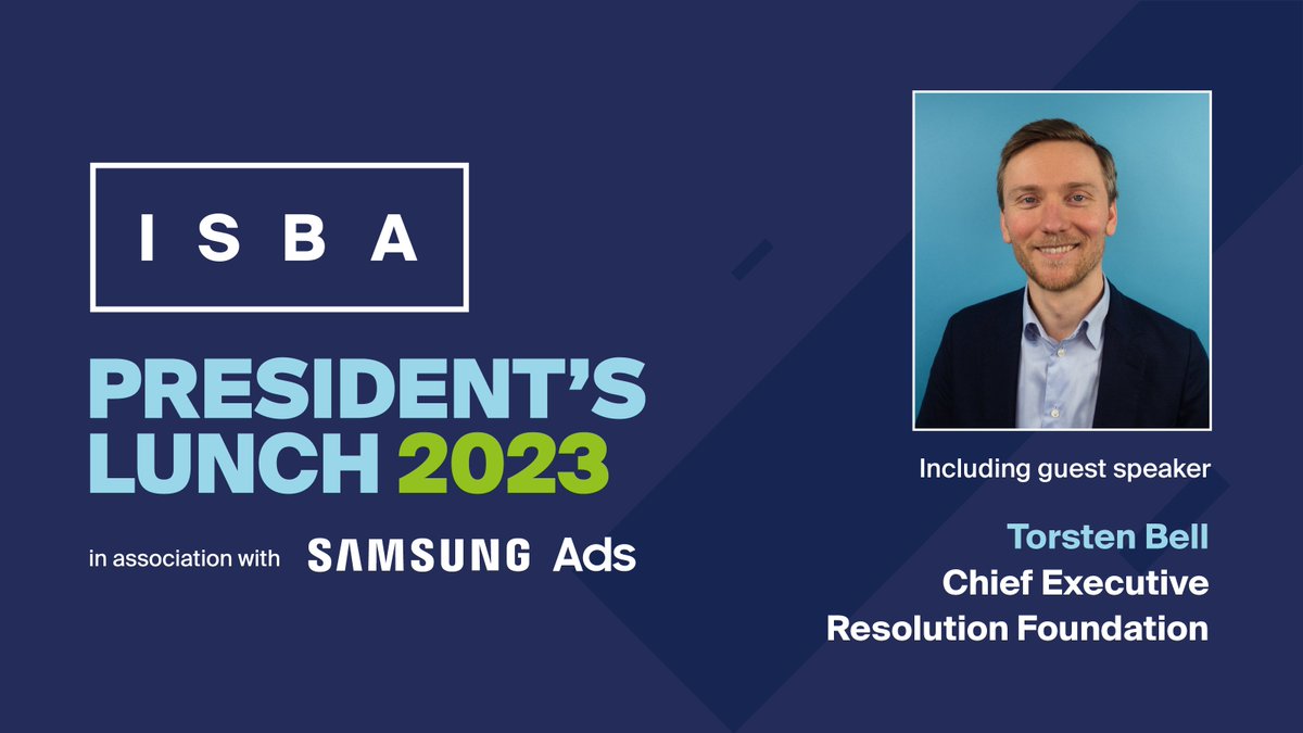 ISBA (@isbasays) on Twitter photo Great to have <a href="/Samsung_Ads/">Samsung Ads</a> on board as Sponsors for ISBA's President's Lunch on 4 July.
Our early bird offer on seats is running until 31 May - eventbrite.co.uk/e/isba-preside… Great to have <a href="/Samsung_Ads/">Samsung Ads</a> on board as Sponsors for ISBA's President's Lunch on 4 July.
Our early bird offer on seats is running until 31 May - eventbrite.co.uk/e/isba-preside…