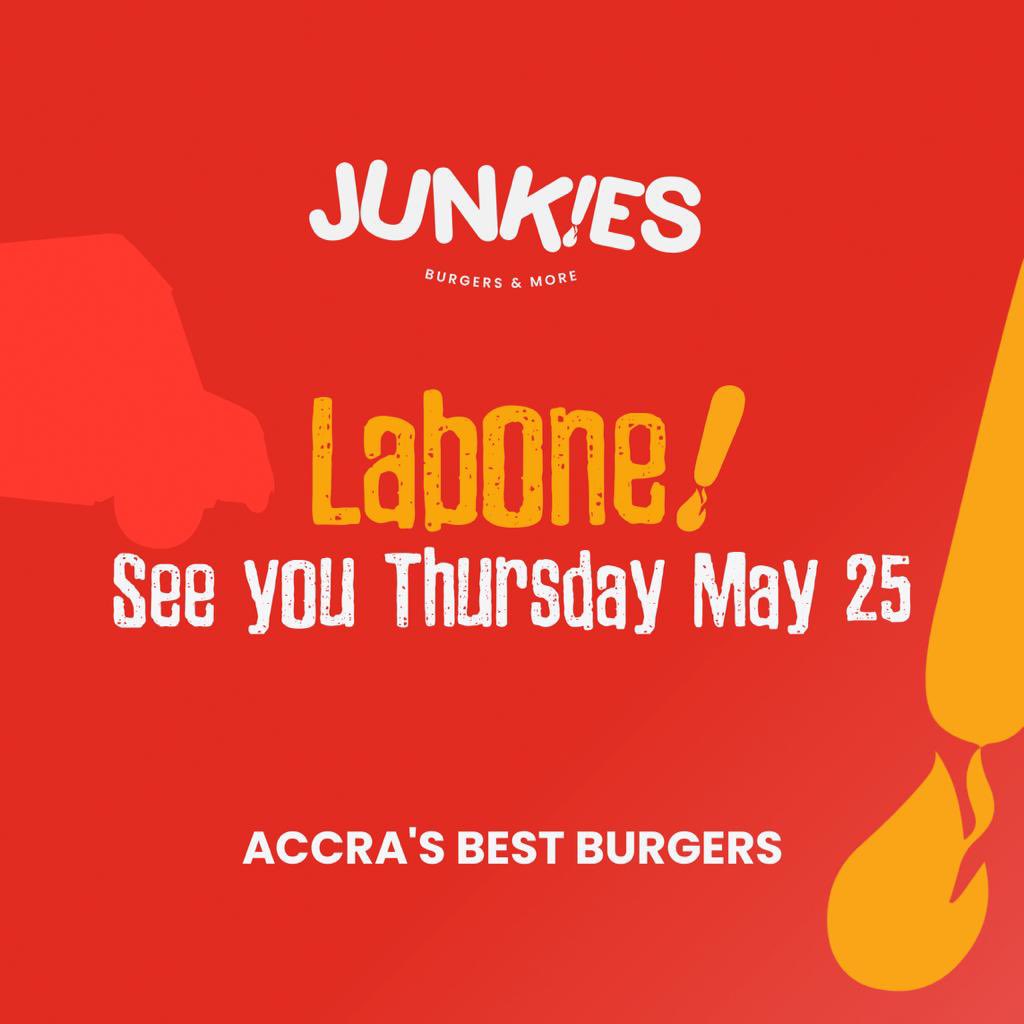 Attention Junkies! 📣 We are thrilled to announce the launch of our 2nd food truck location at Labone, right after the GT Bank on AU Day. Starting from this Thursday, May 25 you can pass by or contact us to place an order for pick up or delivery (Find us on Google maps 🥳)