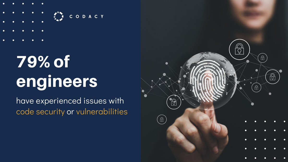 Did you know that 79% of engineers say they have experienced issues with code security or vulnerabilities? If you want to learn more, join our Security webinar (last day to join): https://t.co/uEUM9sCC2V

Source: Codacy Security Survey
#Security #securitybreach #Compliance… https://t.co/oLZygZpVu5 https://t.co/RCnQl5k9QR