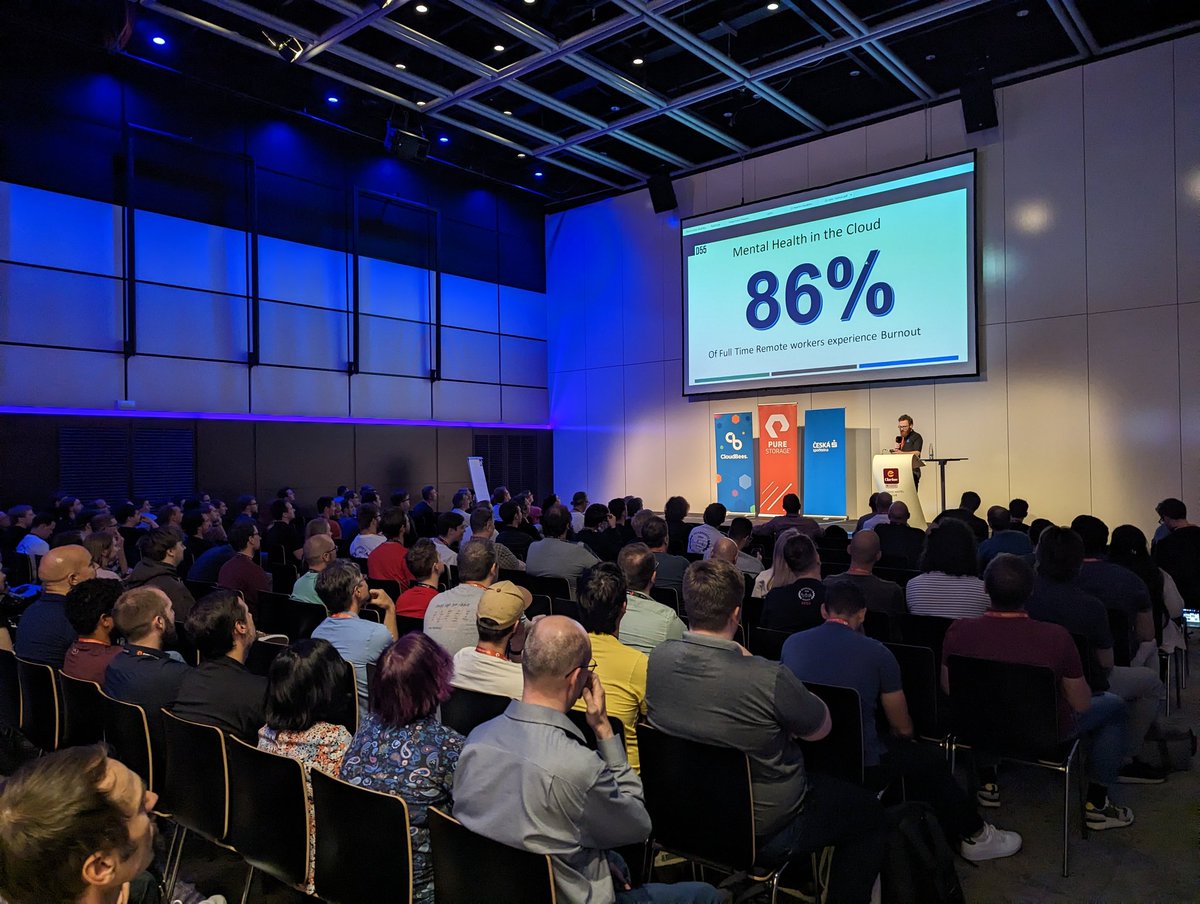 DevOpsDaysPrg's tweet image. #DevOpsdaysPrague 2023 #ignite sessions are lit🔥
-#IaC environment per branch w/ @makitdev
-upgrading #K8s w/ @OKraievyi
-continuous cost optimization by @martin_haus
-but does it web-scale?!? w/ @xeraa
-#mentalhealth in the cloud &amp;amp; John Hatton
-#AI is your children w/ @tkubica