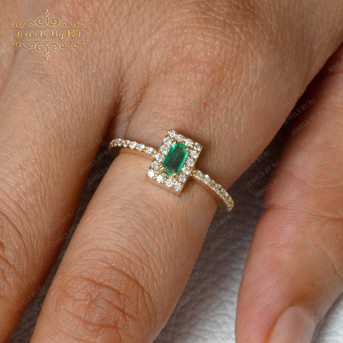 Excited to share the latest addition to my #etsy shop: 14K Gold Emerald & White Double Cut Diamond Ring, Emerald Diamond Gold Ring, Pave Diamond Ring, Gemstone Ring, Wedding Ring, Stackable Ring etsy.me/41VG6Ju #gold #ethicalgemstones #straight #pave #artdeco