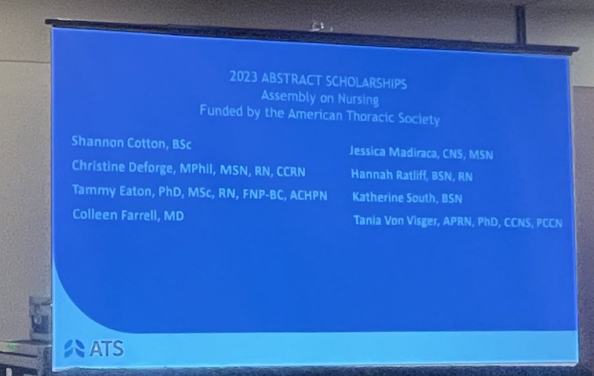 Congratulations to #ATS2023 @ATSNursing Abstract Scholarship Awardees!!! @tammyeaton17 @von_visger #Nursing #research