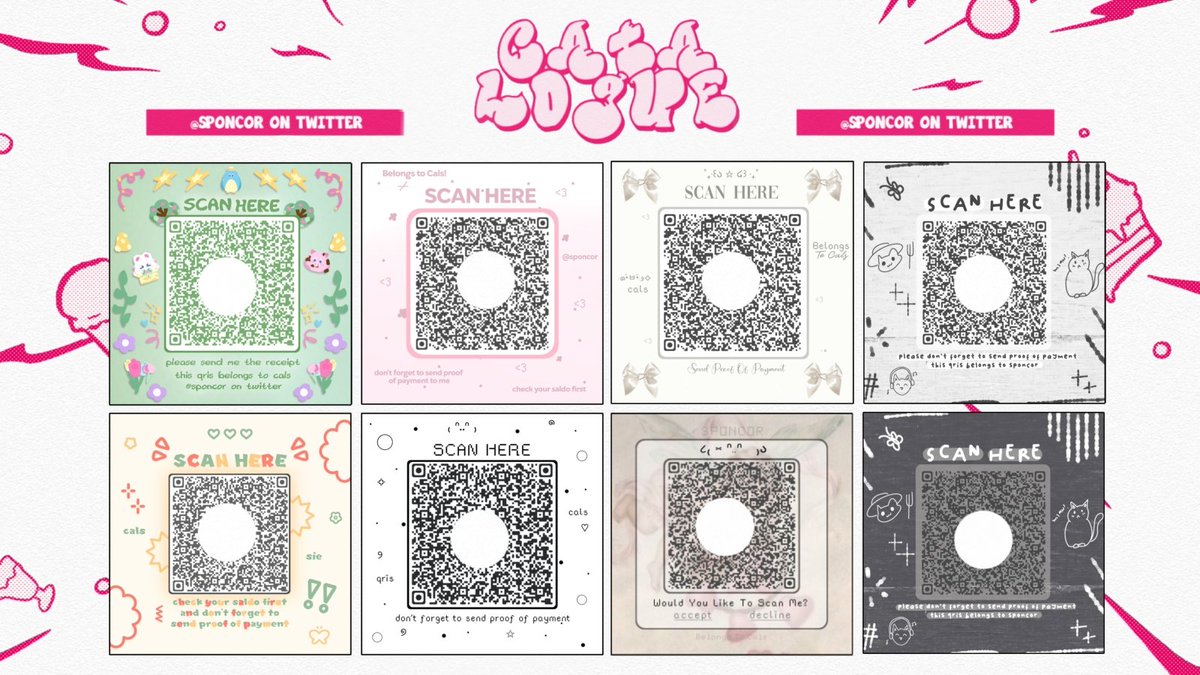 sponcor's tweet image. {GIVEAWAY QR DECO}

hengloo,,, ak mau giveaway all catalog qr deco aku bebas pilih yang mana buat 3 orang pemenang

rules:
- retweet and like this tweet
- follow @sponcor (opsional)
- ajakin temen kamu di qrt (opsional)

#zonauang