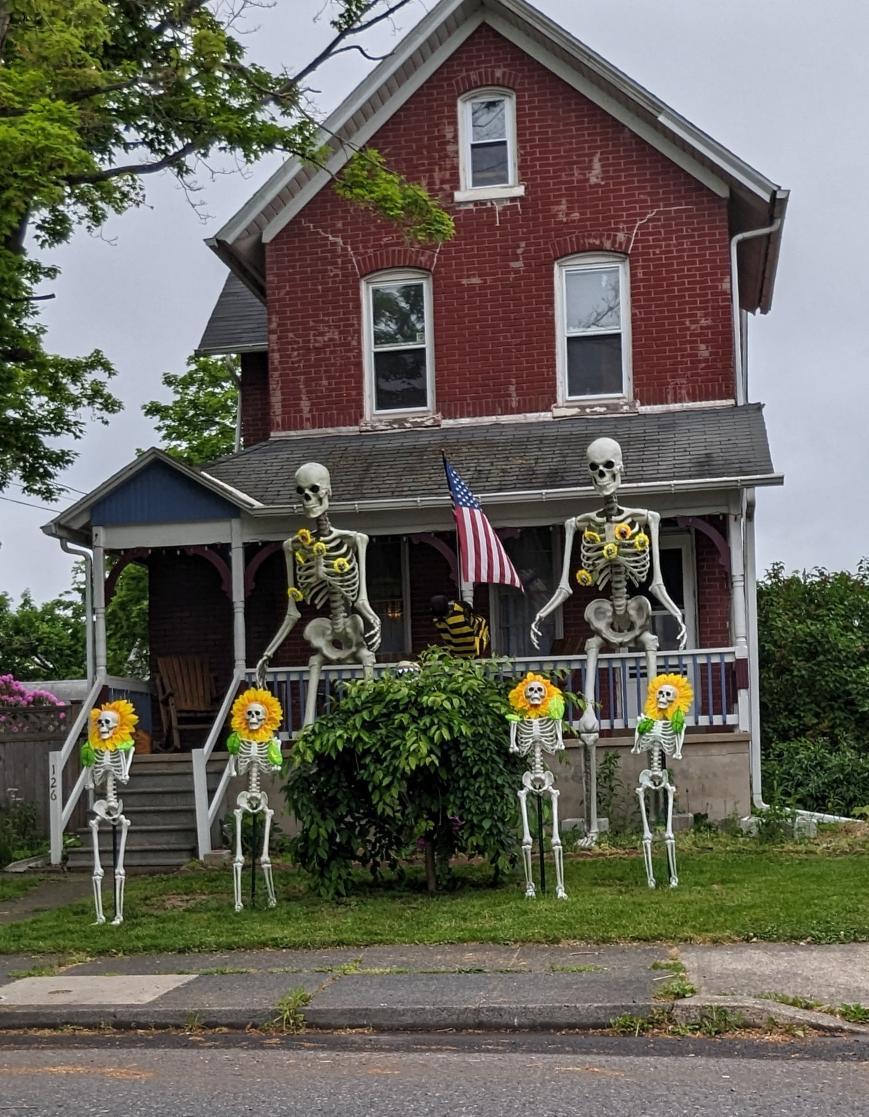 LVwithLove's tweet photo. Not to be outdone, our Richland Township skellies channel some inner sunflower power.
Photo: @mamakathtoo (IG)
#skeleton #yardskeleton #12foottallskeletoncrawl #richlandtownship https://t.co/mi3rOTspJr