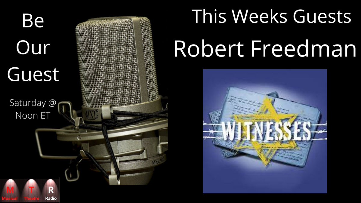 MTR_Tweets's tweet image. Be our Guest Double Feature

First, Robert Freedman as we talk about his show 'Witnesses'
@RobertLFreedman 
NEXT
Danny McAvoy and we talk about his show 'Little Ships'
@MusicalsUnity 

TUNE IN: Saturday at Noon ET on MusicalTheatreRadio.com

#musicals #musicaltheatre #Broadway