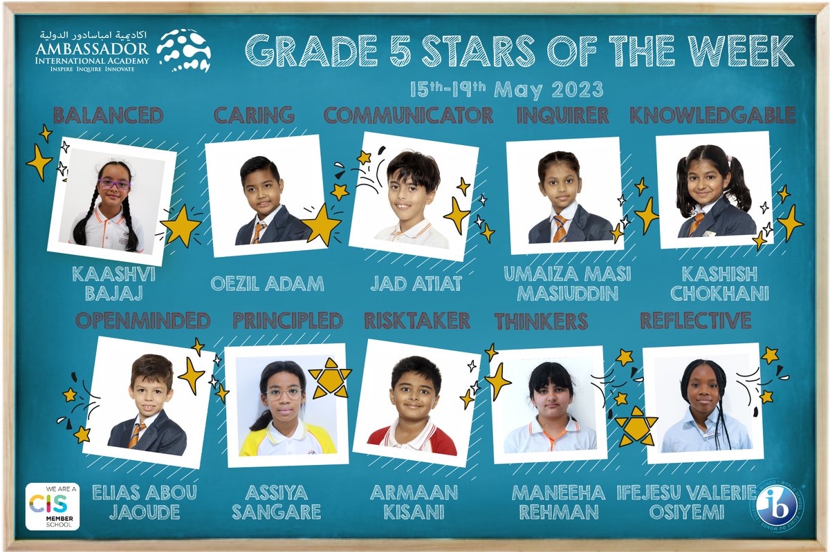 Congratulations to all our ⭐️Stars of the Week⭐️ in the PYP

#AIADubai #IBEducation #AIAPYP #starsoftheweek #studentsuccess #dubaischools #ibschool #dubaieducation