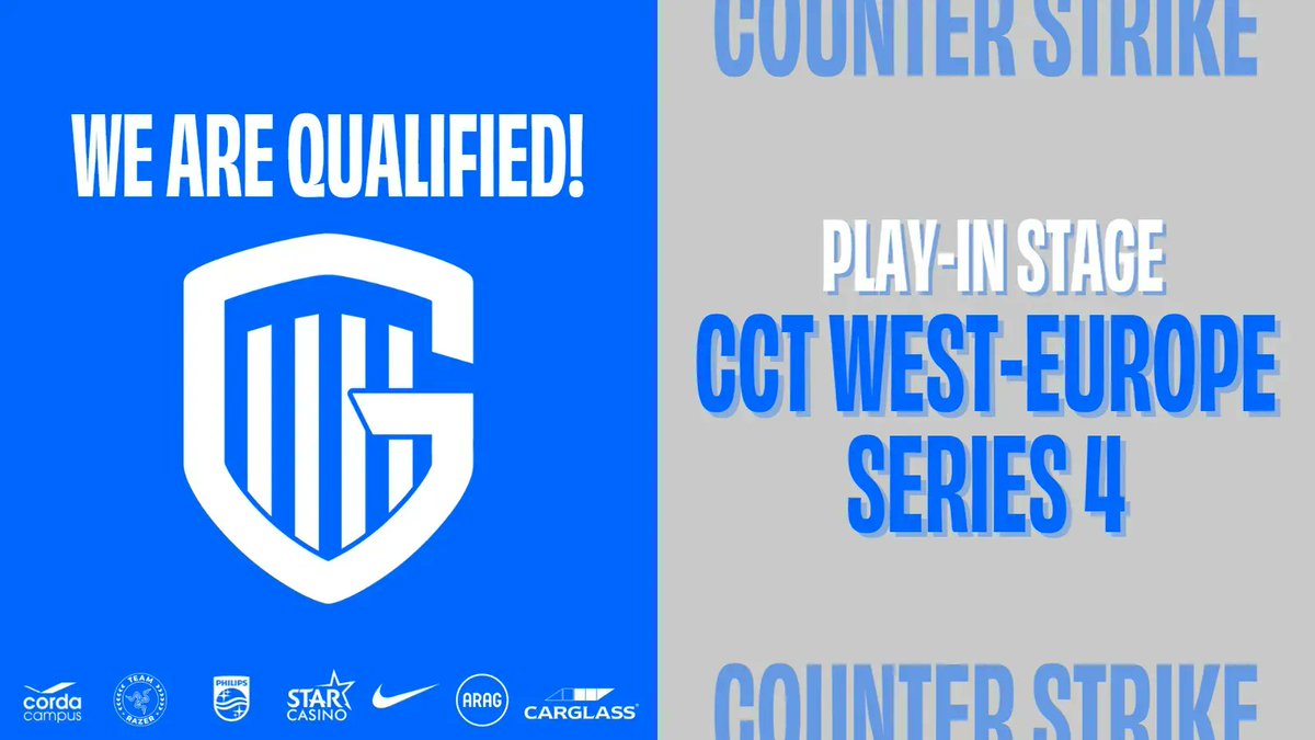 WE ARE QUALIFIED! 💙 

Our CS:GO team has been qualified for the play-in stage of CCT West Europe Series 4! Our first match will be played this Thursday, don't miss it! 

#CSGO #PushTheLimits #Esports #Games