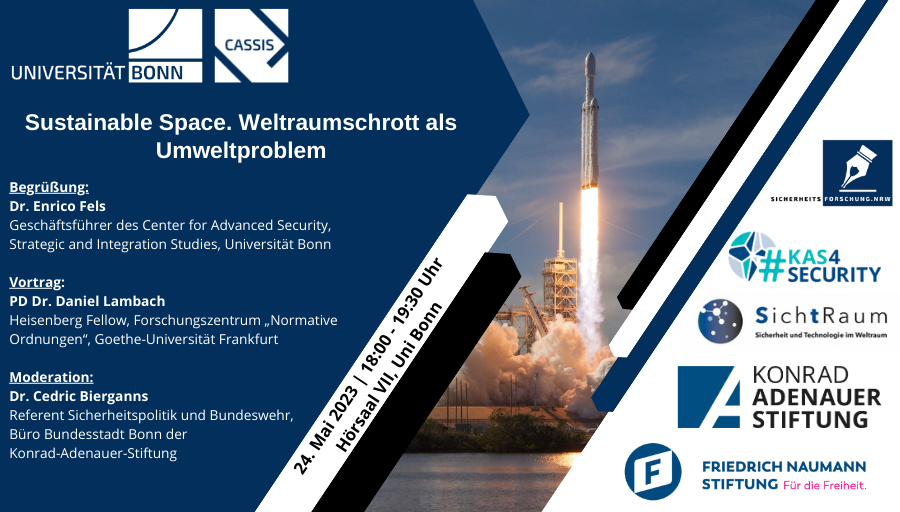 CASSIS_Bonn's tweet photo. ❗️️Reminder: Morgen von 18:00-19:30 findet @unibonn die Vortrag "Sustainable Space. Weltraumschrott als Umweltproblem" statt 🚀
👉https://t.co/ICyKUm6ble https://t.co/ik0MlTy2gP