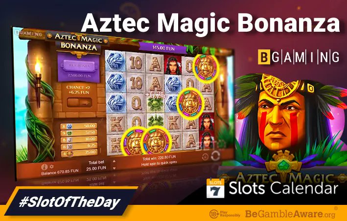 If you like Aztec slots, you have to try Aztec Magic Bonanza from BGaming! Try it at SlotsCalendar, then have some more fun with 100% Up to &#163;200 + 30 Extra Spins on Book of Dead Welcome Bonus from Las Vegas Casino!