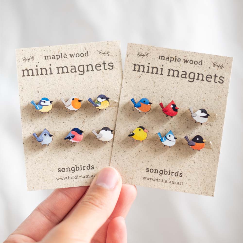 birdietamart's tweet photo. Mini bird magnets! I don't make these anymore but I DID just find a few and listed them to the shp for a fellow bird lover to enjoy! https://t.co/TeTy3Ev80p