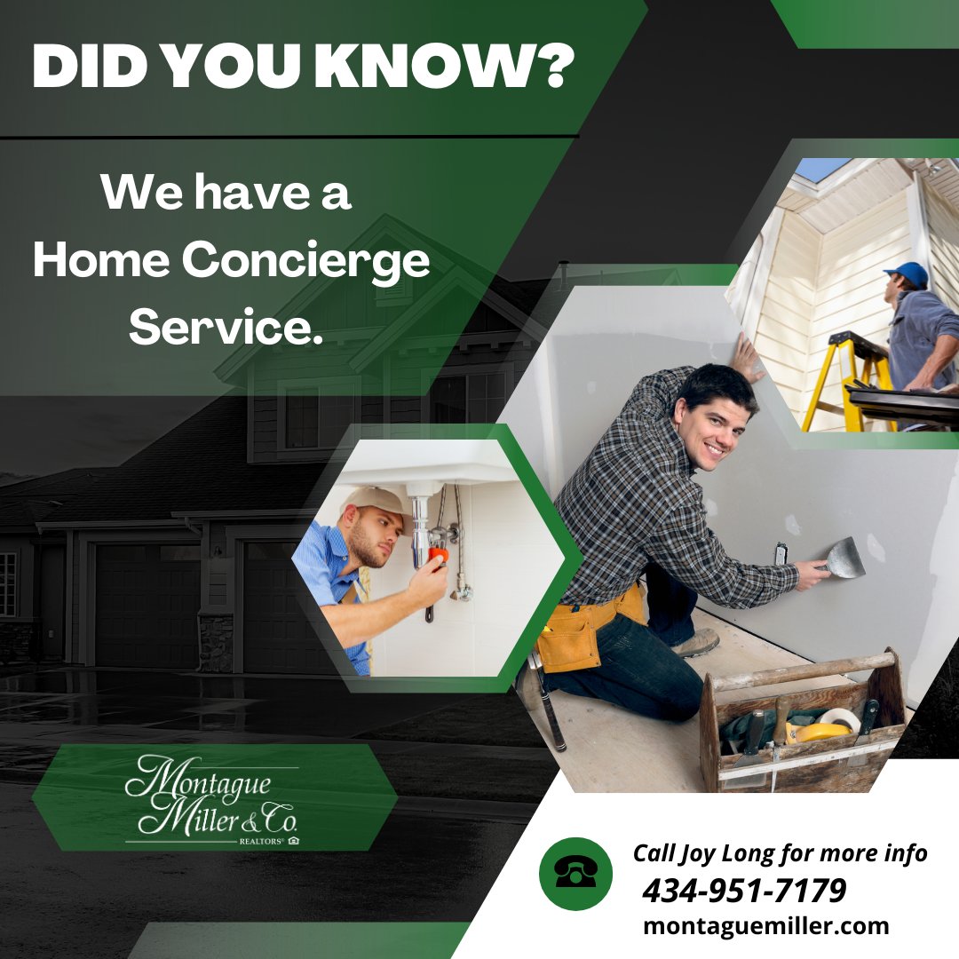 RT x.com/MontagueMiller… Our Home Concierge Service can help you arrange any home service you may need, whether you are buying or selling your home.
#charlottesville #homeconcierge #rea…
