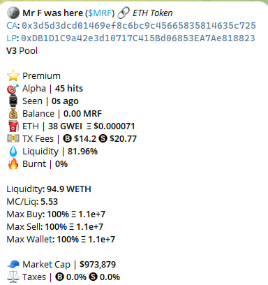 ihzn7's tweet photo. past days been good, got

$RFD at 400k -> 100m ATH
$PSALE at 530k -> 7m ATH
$MRF at 970k -> 27m and going

everyone saying the market is dead just doesn't know where or how to look for gems https://t.co/eVSKL9zYL4
