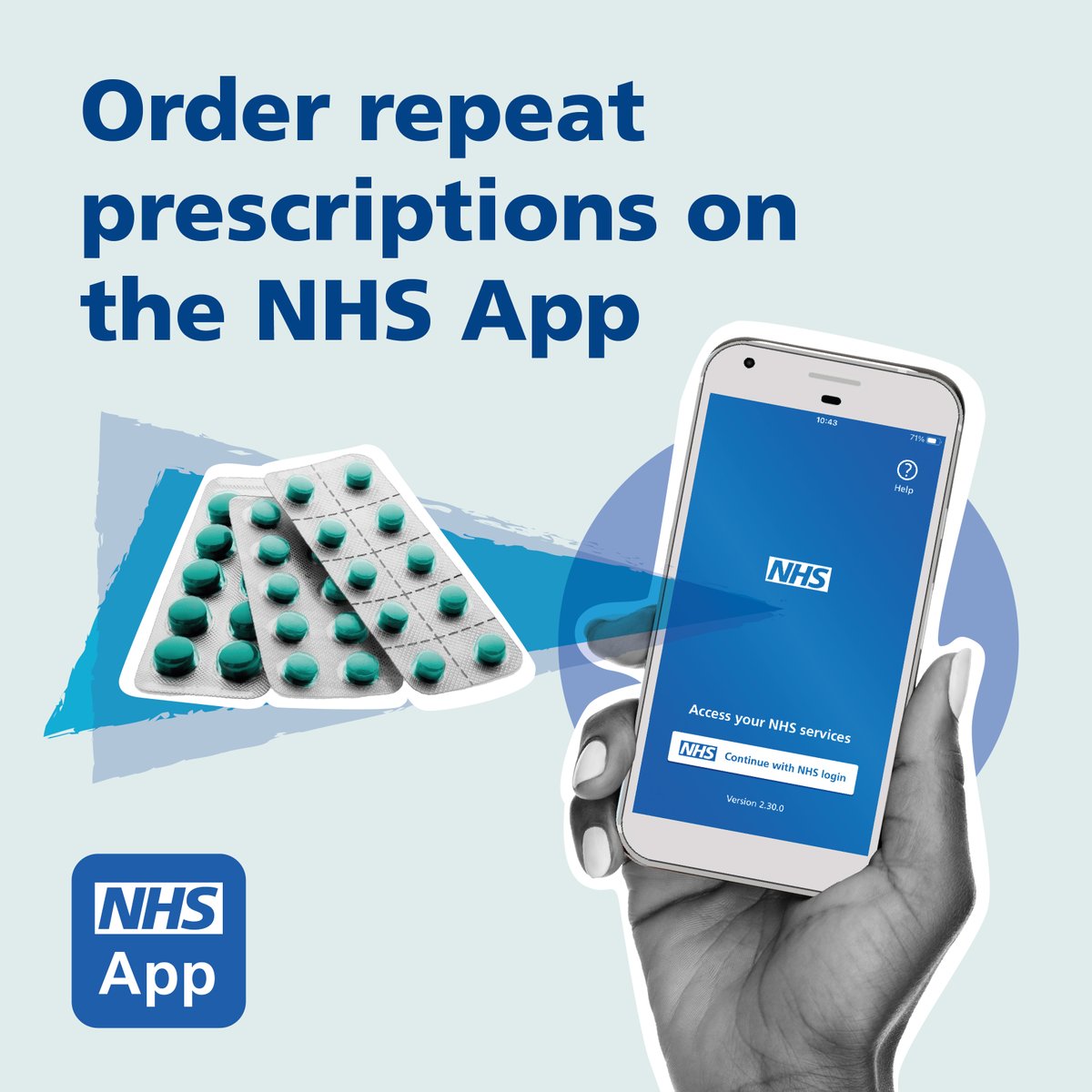 Did you know you can manage repeat prescriptions from in the NHS App? You can easily change your nominated pharmacy and send orders when it’s convenient for you. Find out more: nhs.uk/nhsapp