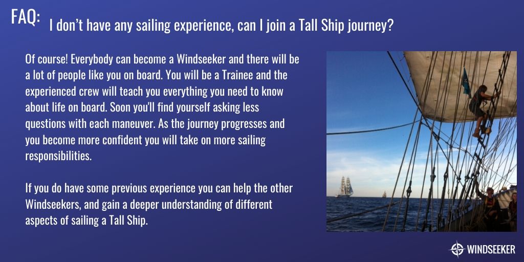 You don't need any previous sailing experience to join a Tall Ship journey!

#sailing #tallships #sailingexperience #noexperience #sailtraining