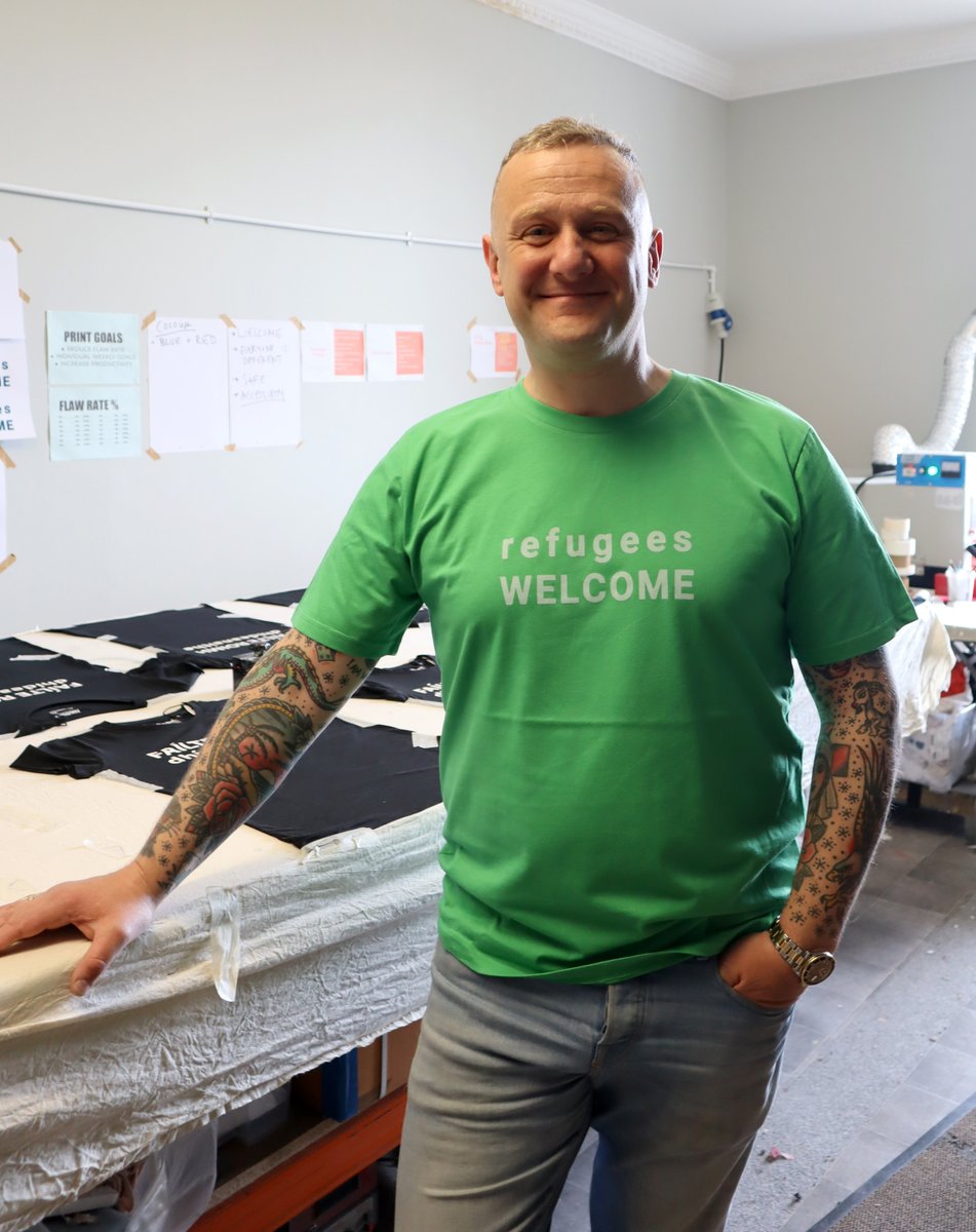 We Make Good (@wemakegoodire) on Twitter photo As we launch our new #RefugeesWelcome T-shirt range today, it was great to have <a href="/pjgallagher/">PJ Gallagher</a> in for a visit! Thanks for your support in spreading this message welcome and solidarity.
T-shirts available in Irish or English at wemakegood.ie. As we launch our new #RefugeesWelcome T-shirt range today, it was great to have <a href="/pjgallagher/">PJ Gallagher</a> in for a visit! Thanks for your support in spreading this message welcome and solidarity.
T-shirts available in Irish or English at wemakegood.ie.