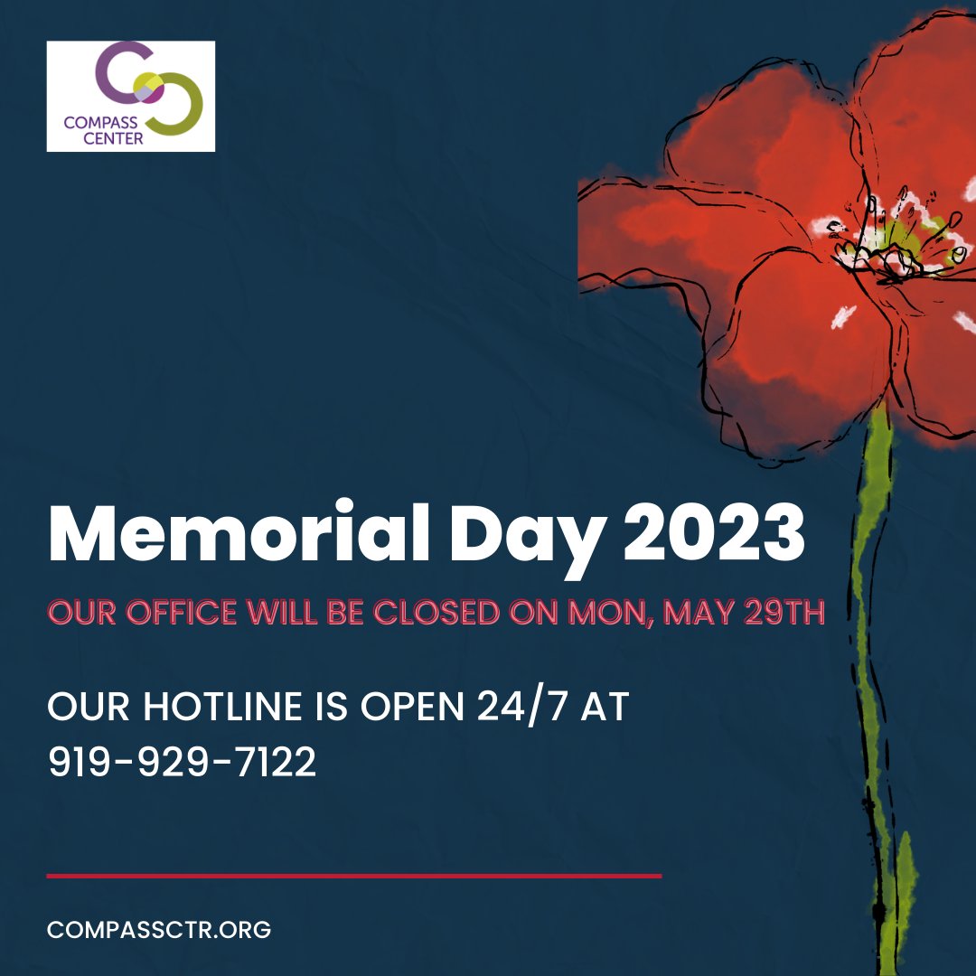This Monday, May 29th our office will be closed for the Memorial Day holiday. Our hotline is always open for you 24/7 at 919-929-7122.