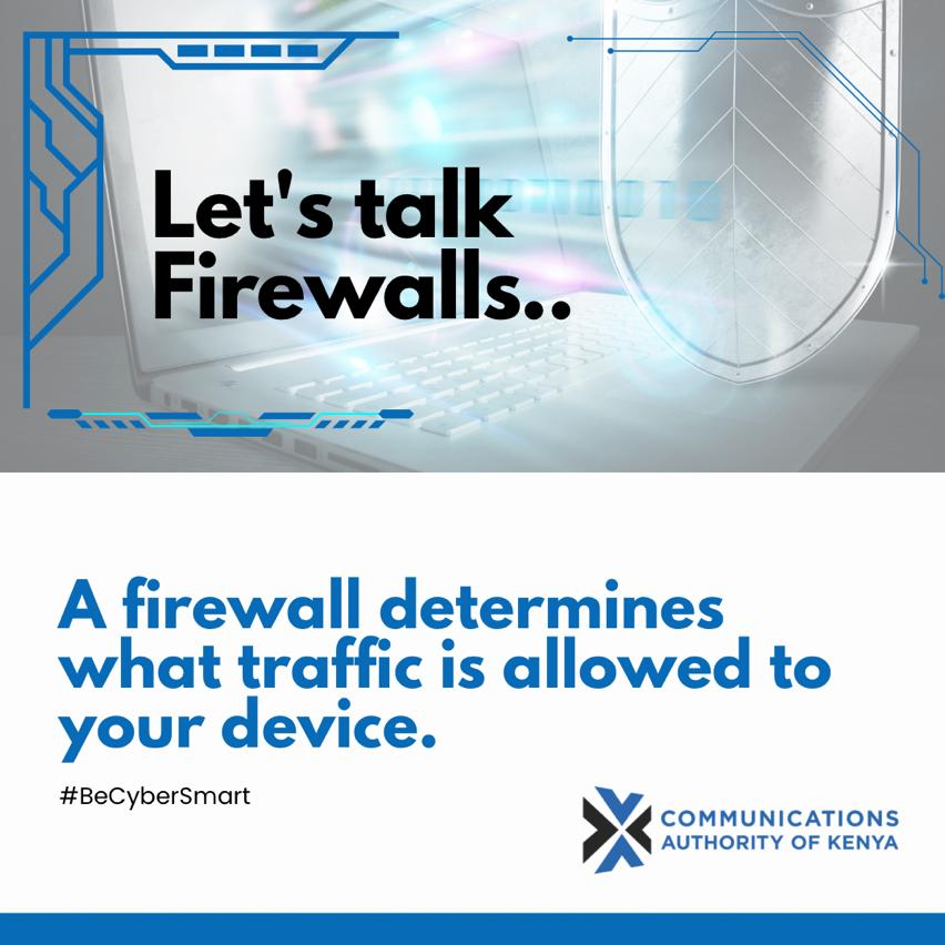 KeCIRT's tweet image. Protecting your data is as simple as setting up a strong firewall
#FirewallProtection
#BeCyberSmart
#CyberAttack