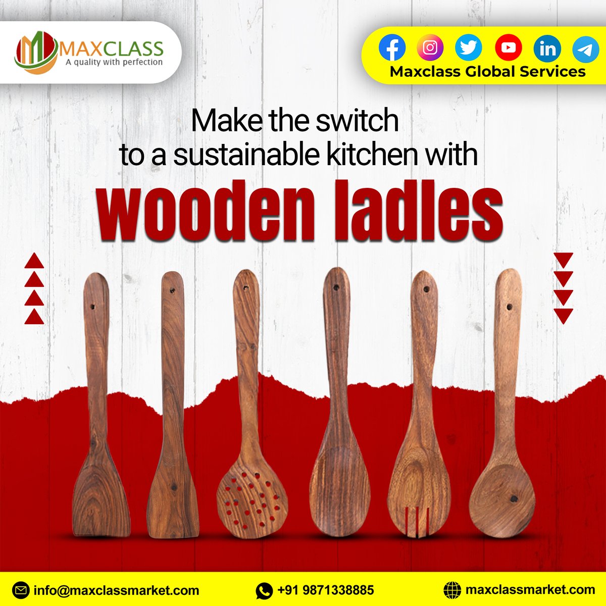 maxclasservices's tweet photo. Say goodbye to plastic utensils and hello to eco-friendly wooden ladles. 
Shop our selection of wooden ladles now and start your sustainable kitchen journey.
https://t.co/UZsIvWKn8T
@maxclasservices
@Woodencraft1
@Jagkalyan2
@AlkaPure https://t.co/a5E1gBKyst