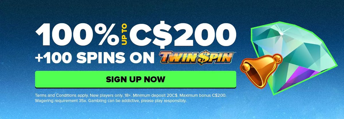 Enjoy 100% Welcome Bonus up to C$200 &amp; 100 Free Spins on TwinSpin slot at NextCasino

Join 

