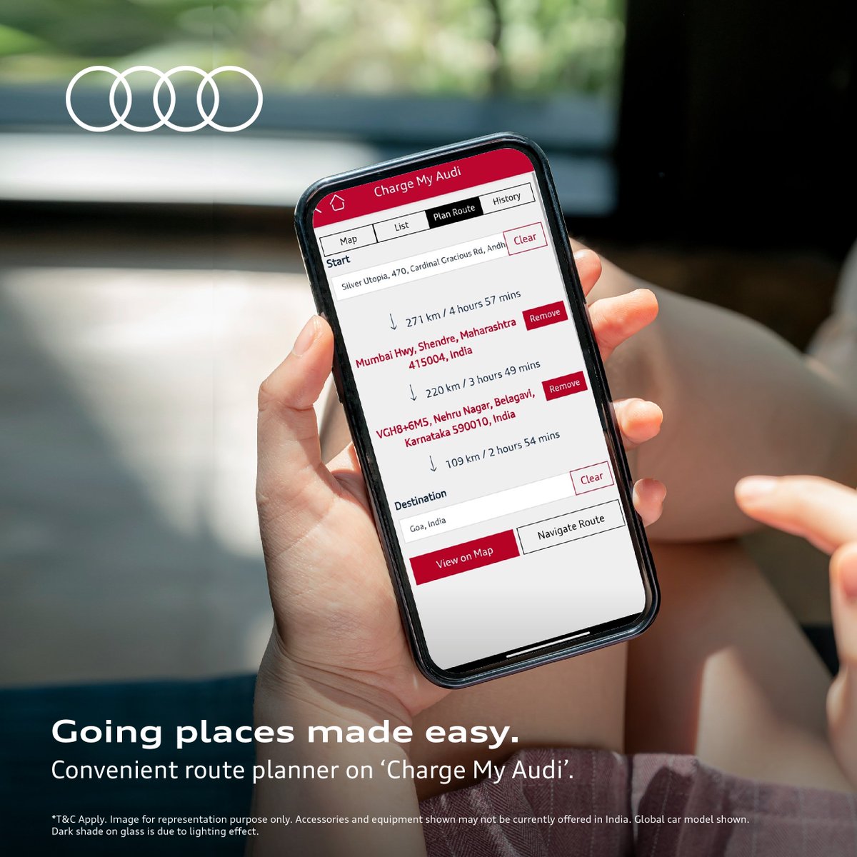 Embark on effortlessly electric journeys with the convenience of a route planner with Charge My Audi on the myAudi Connect App.

#AudiIndia #ChargeMyAudi #MyAudiConnectApp #EffortlesslyElectric #FutureIsAnAttitude