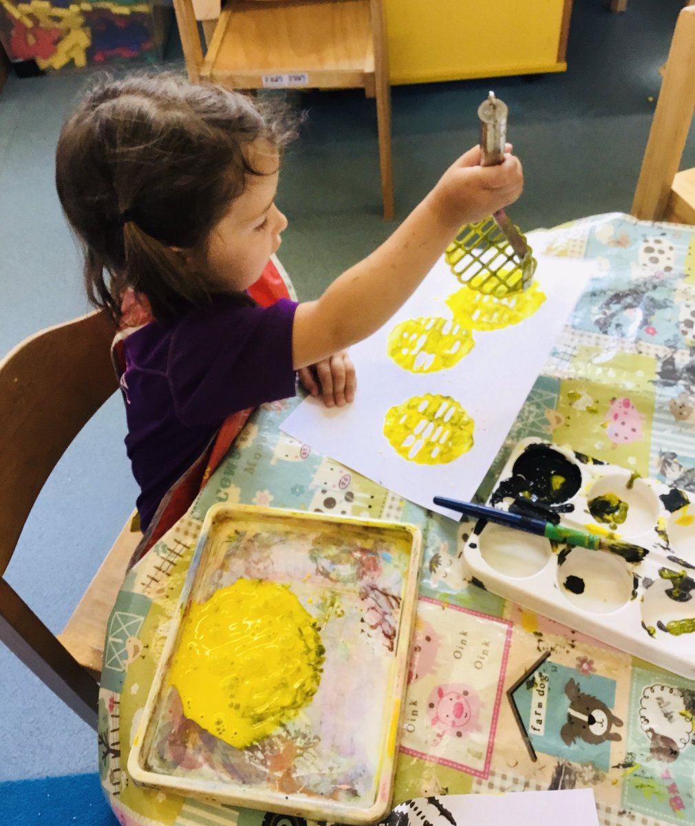 #SJCNursery
This week the nursery children are taking part in ‘ Save the Bees’
We have been printing using a  potato masher.