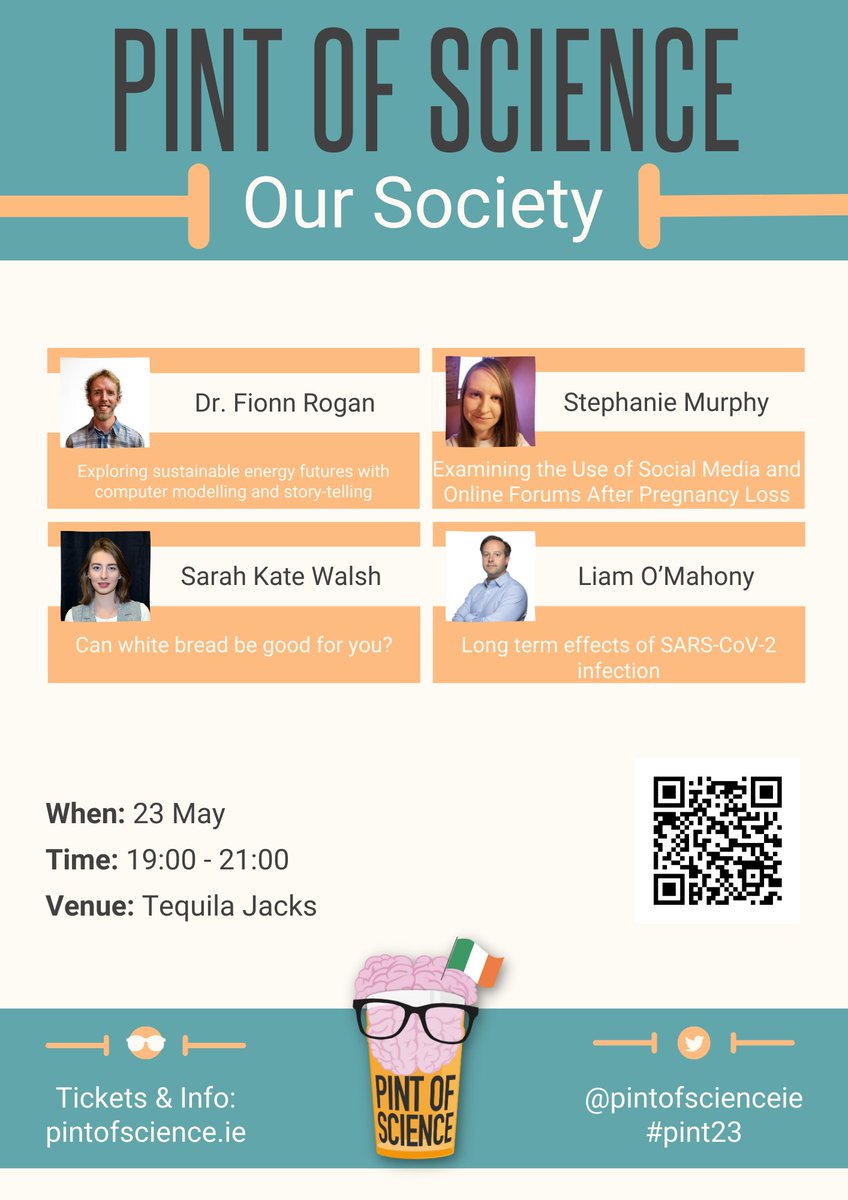 #pint23 @pintofscienceIE  #OurSociety today hosting @liam_OMahony1 as keynote with Sarah Walsh from @JensWalter15 lab @Pharmabiotic, @finorgan n Stephanie Murphy from @ucc. (Little secret. @TequilaJacksBar has 2for1 margheritas today 😛🤫🥂) pintofscience.ie/event/our-soci…