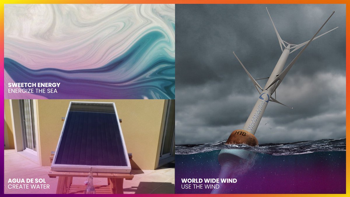 #VivaTech joins <a href="/EDFofficiel/">EDF</a> to showcase positive innovations on the Impact Mile Planet 🌍

🌊<a href="/SweetchEnergy/">SweetchEnergy</a>: renewable osmotic energy

🌞#AguaDeSol's SunAir Fountain® panels produce clean water with air humidity &amp; sunlight

💨 #WorldWideWind: floating turbines generating power