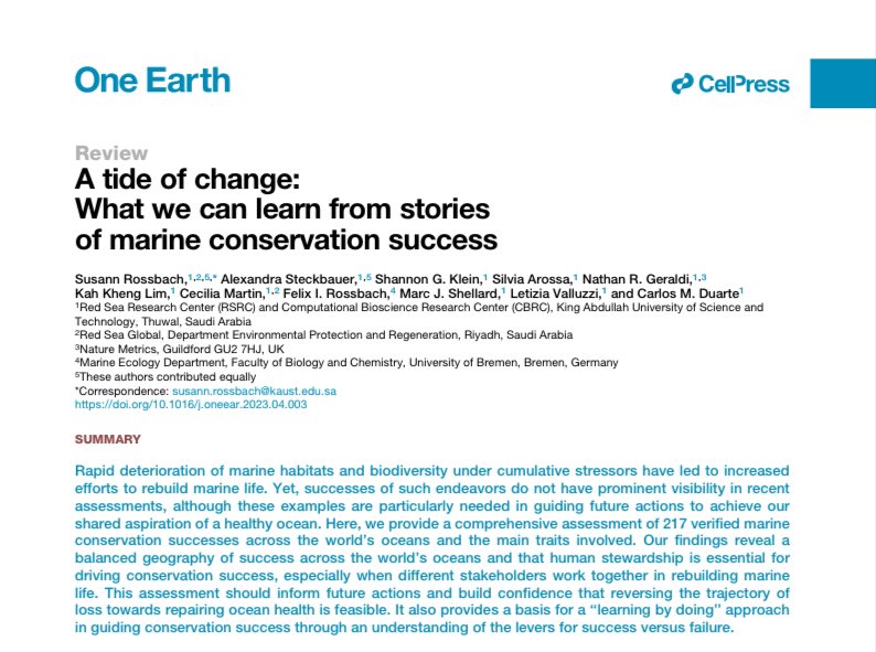 Our new publication on <a href="/OneEarth_CP/">One Earth</a> 
Congrats @SusiDoesScience <a href="/SteckbauerA/">Dr. Alexandra Steckbauer</a> <a href="/Dr_ShannonKlein/">Shannon Klein, Ph.D.</a> <a href="/cecimartin89/">Dr. Cecilia Martin</a> <a href="/carlosduartephd/">Carlos Duarte</a>