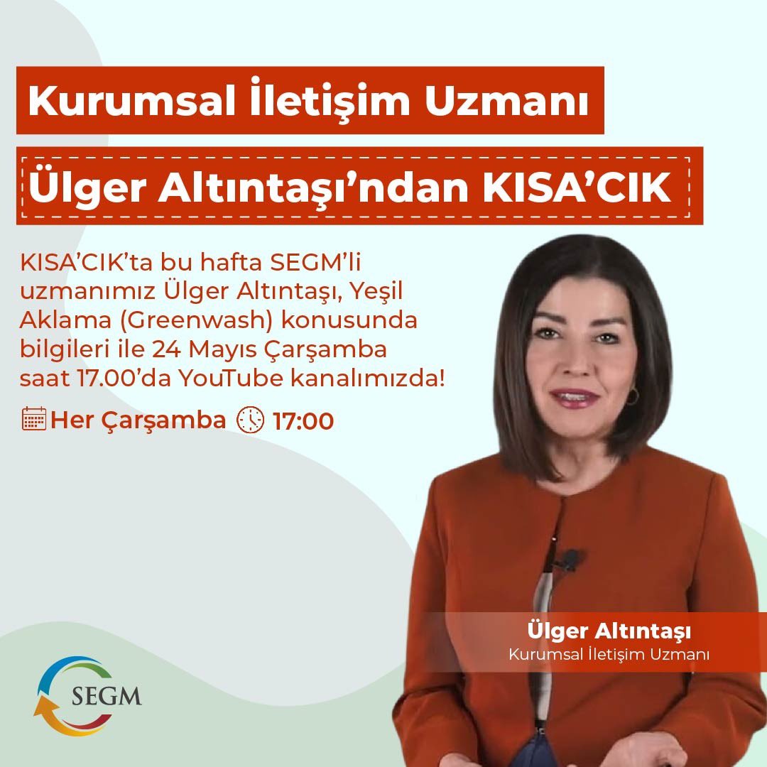 dernek_segm's tweet image. Kurumsal İletişim Uzmanı @ulgeraltintasi ’ndan KISA’CIK🍀
Yeşil aklama, bir kuruluşun, bir şirketin, çevreye duyarlı mal veya hizmet temin ettiğine dair yanıltıcı beyanlarla pazarlama ve tanıtım faaliyetleri yapmasıdır.

Yayını izlemek için: youtu.be/lGqOnrk0sVc
#SEGM #KISACIK