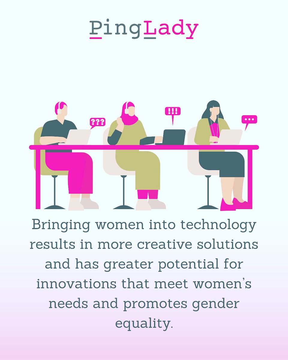 pingladyorg's tweet photo. Bringing women into technology results in more creative solutions and has greater potential for innovations that meet women's needs and promotes gender equality. https://t.co/fWv3fKbMc0