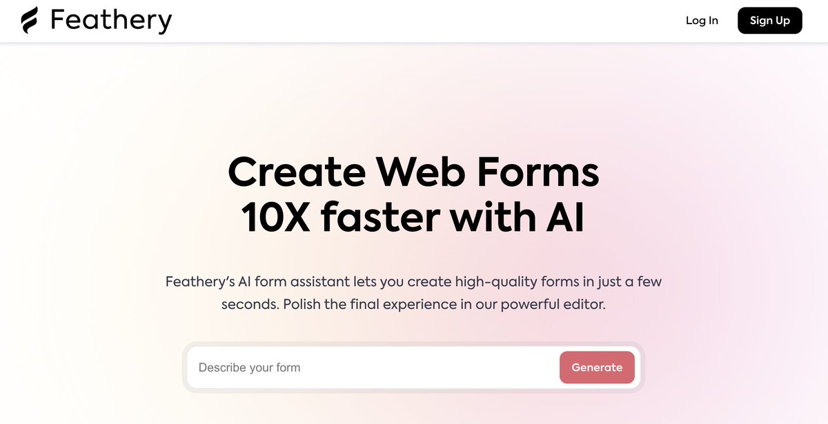 Checking out <a href="/FeatheryForms/">Feathery</a>'s new AI form generator interface. Pretty slick. ai.feathery.io #martech 

Love that they also have a built-in <a href="/HubSpot/">HubSpot</a> integration too.