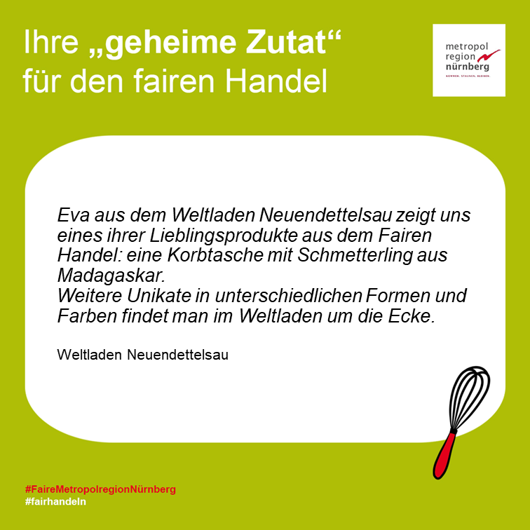 MetropolregionN's tweet photo. So fair ist die Metropolregion Nürnberg - Der Weltladen Neuendettelsau verrät uns seine "geheime Zutat" für den fairen Handel anlässlich der Titelerneuerung der Fairen Metropolregion.
#FaireMetropolregionNuernberg #fairhandeln
@Fairtrade_DE https://t.co/it6piIsHAQ