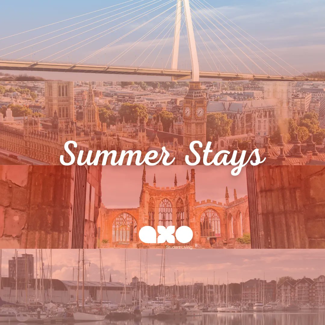 Staying with AXO over the summer holidays? There are endless events and things for you to do in each city! ☀️ 

We have made your lives a little easier, check out our ultimate summer guide - buff.ly/3AWSqhx 

#StudentAccommodation #Summer #SummerHoliday