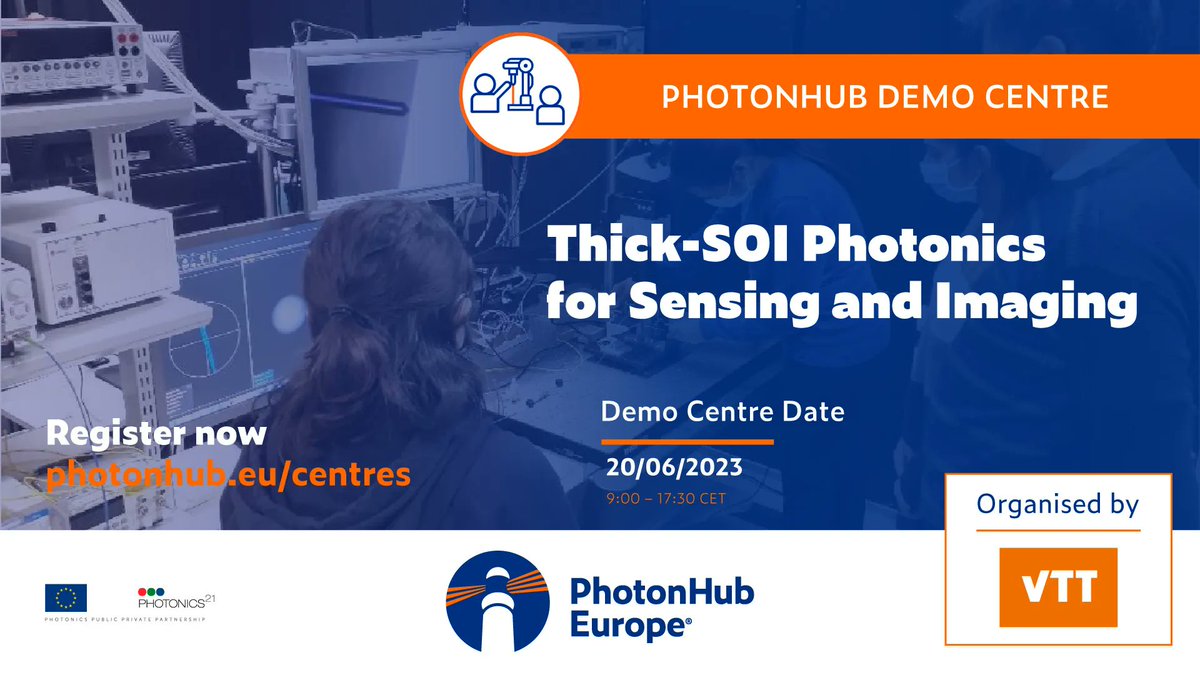 📢 <a href="/VTTFinland/">VTT</a> is organising a one-day hands-on #PhotonHub Demo Centre on Thick-SOI Photonics for Sensing and Imaging .

📅 20/06023
📍 Espoo, Finland 
👉 buff.ly/3IAY3WT

#SilicononInsulator #SOI #Sensing #Imaging #Testing #SiliconPhotonics #IntegratedPhotonics #PICs